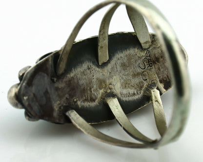 Navajo Ring .925 Silver Natural Blue Turquoise Artist Signed SC C.80's