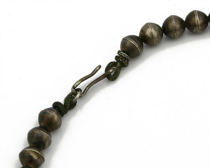 C.1950's Old Pawn Navajo Hand Stamped Bisbee Turquoise .925 Squash Necklace