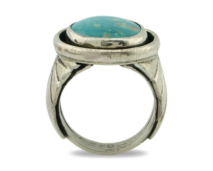 Navajo Ring .925 Silver Blue Gem Turquoise Artist Signed DZ C.80's