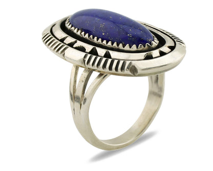Navajo Ring 925 Silver Natural Lapis Lazuli Artist Signed William Denetdale C80s