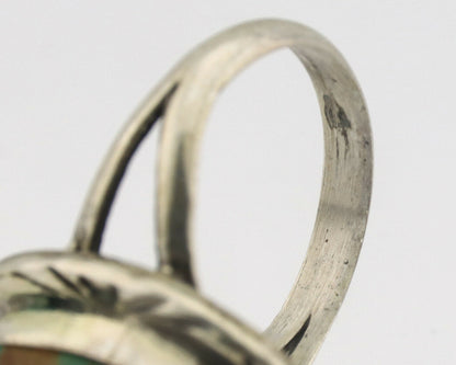 Navajo Ring .925 Silver Natural Mined Turquoise Native Artist Signed C.80's