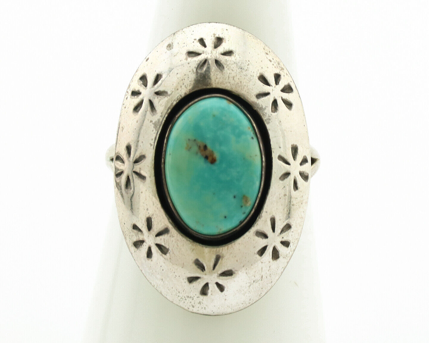 Navajo Ring .925 Silver Natural Blue Turquoise Native American Artist C.1980's