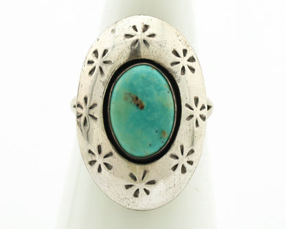 Navajo Ring .925 Silver Natural Blue Turquoise Native American Artist C.1980's