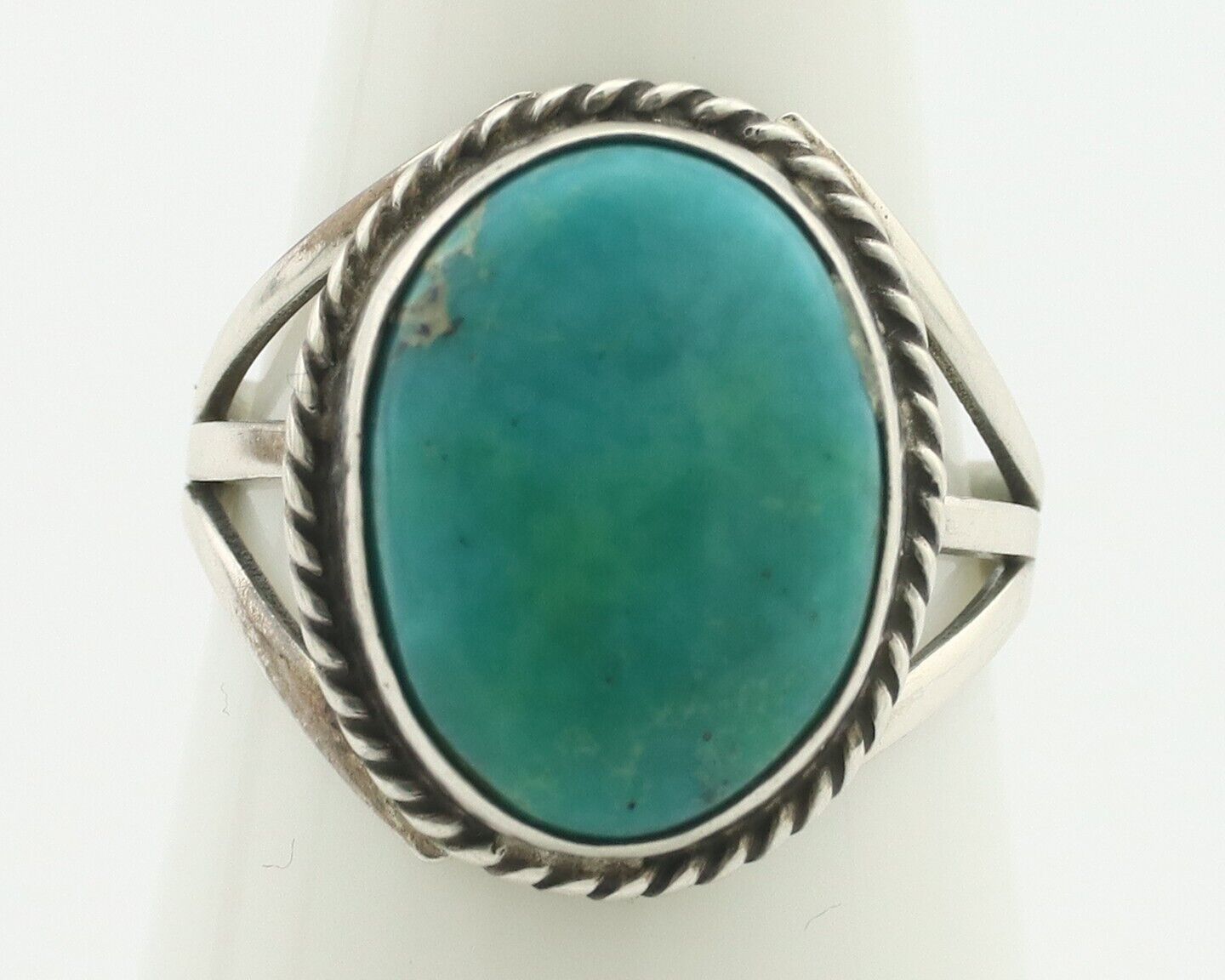 Navajo Handmade Ring .925 Silver Kingman Turquoise Native Artist C.80's
