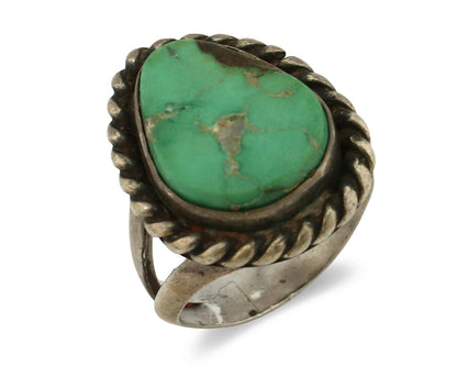 Navajo Ring .925 Silver Kingman Turquoise Native C.1980's Size 3.5
