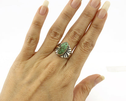 Navajo Ring .925 Silver Blue Green Arizona Turquoise Artist Signed Apache C.80's