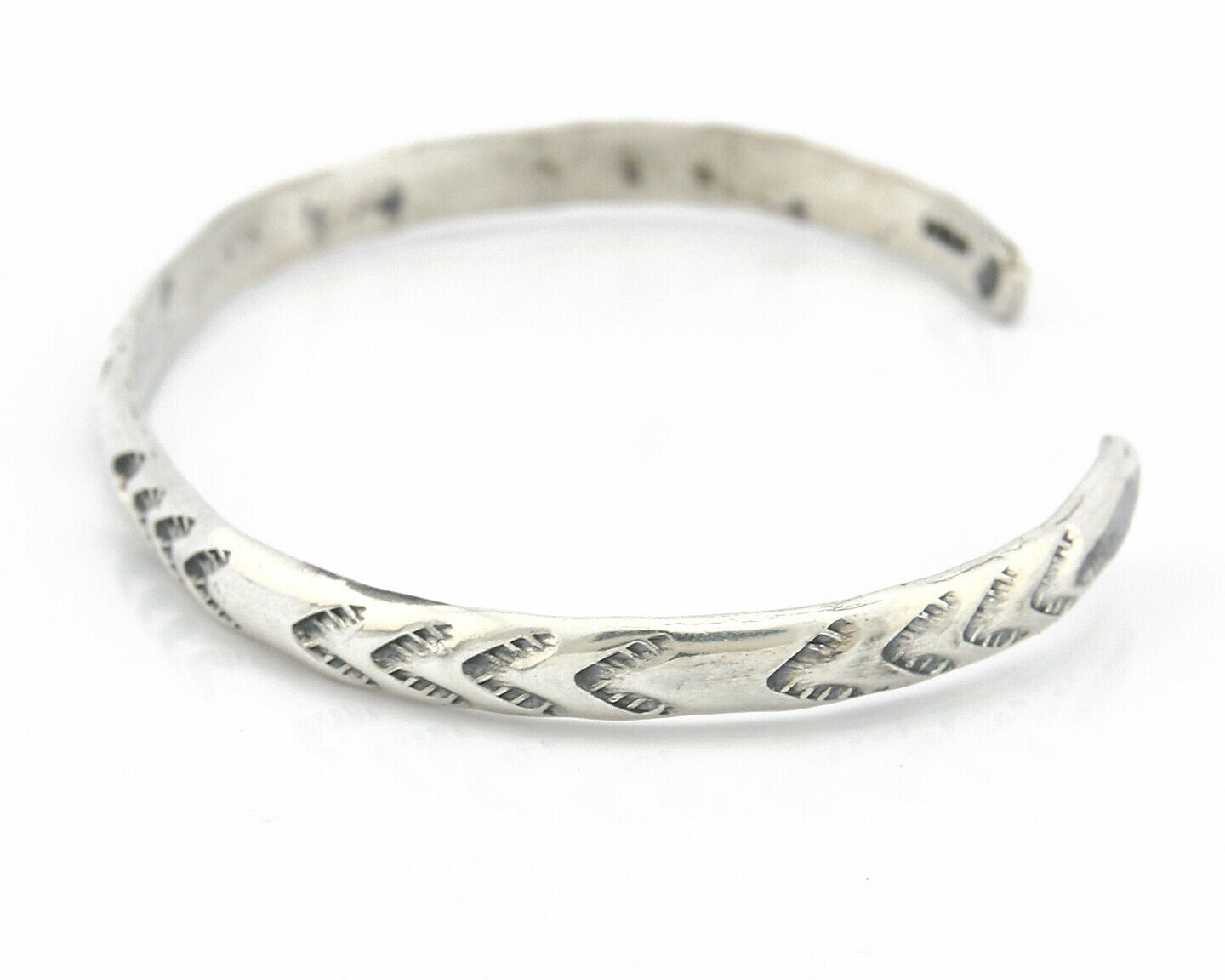 Navajo Bracelet .925 Silver Hand Stamped Arrow Head Artist I Montoya C.80's