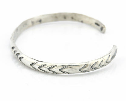 Navajo Bracelet .925 Silver Hand Stamped Arrow Head Artist I Montoya C.80's