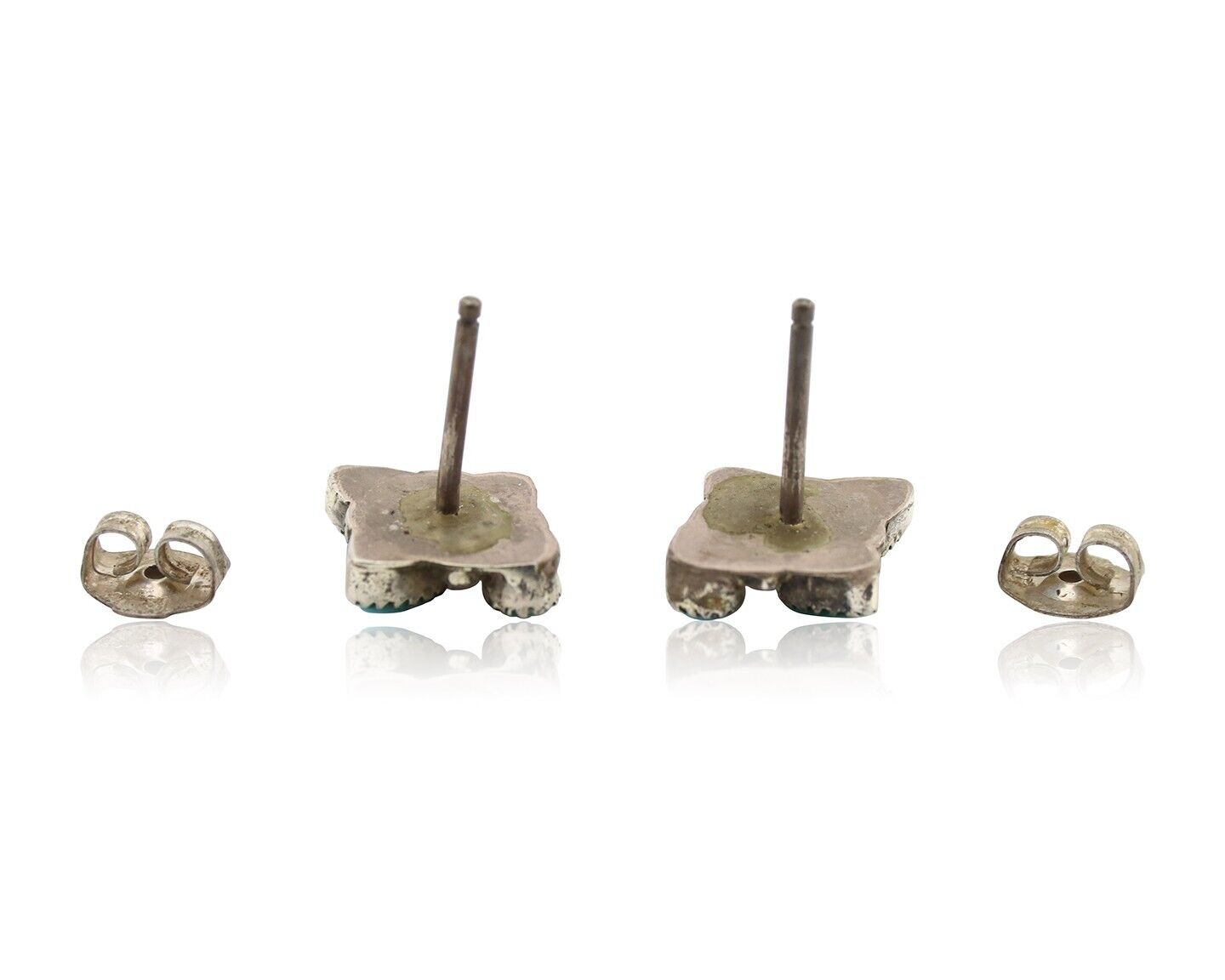 Zuni Earrings 925 Silver Sleeping Beauty Turquoise Native American Artist C.80's