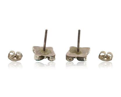 Zuni Earrings 925 Silver Sleeping Beauty Turquoise Native American Artist C.80's