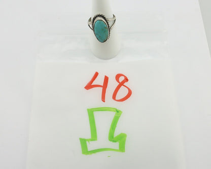 Navajo Ring .925 Silver Natural Blue Kingman Turquoise Native Signed C.80's