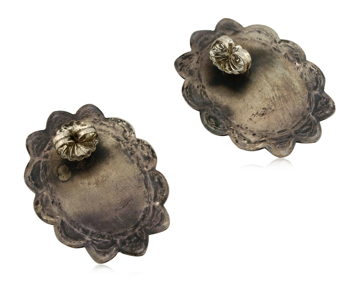 Concho Green Natural Turquoise Post Earrings by PJ Begay