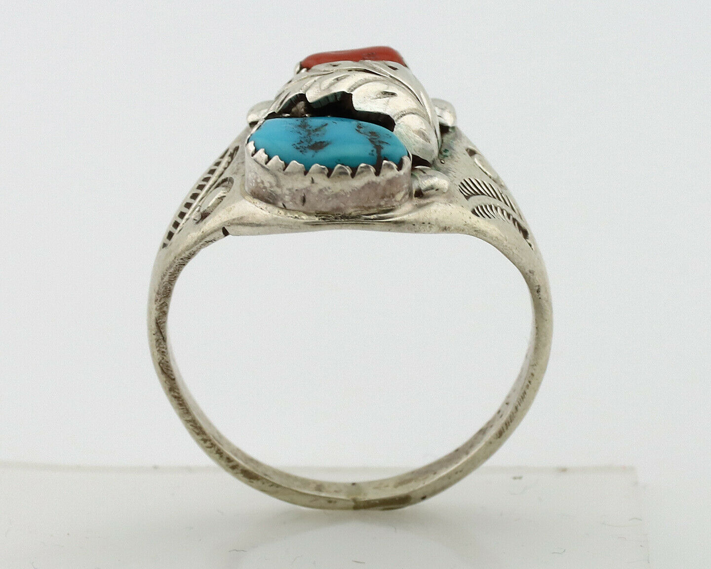 Navajo Ring .925 Silver Sleeping Beauty Turquoise Native Artist C.1980's