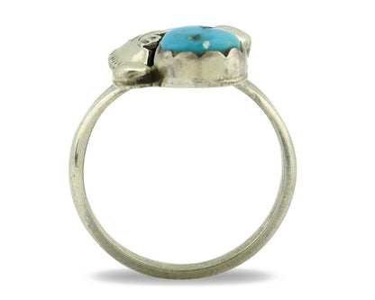 Zuni Ring 925 Silver Natural Blue Gem Turquoise Artist Signed Simplicio C.80's