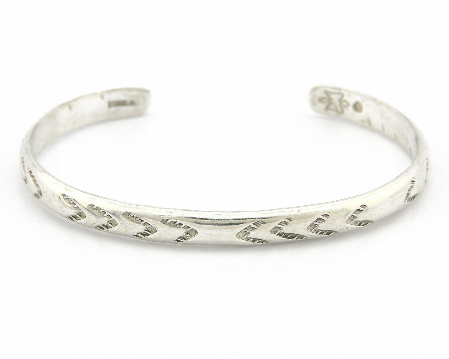 Navajo Bracelet .925 Silver Hand Stamped Arrow Head Artist Montoya C.80's