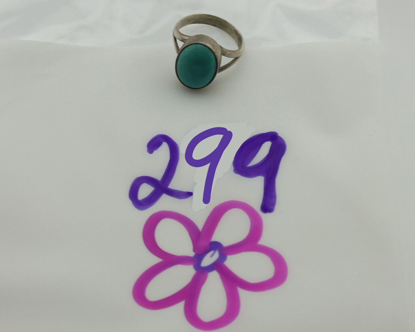 Navajo Ring .925 Silver Kingman Turquoise Native American Artist C.1980's