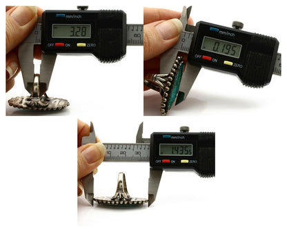 Navajo Ring .925 Silver Kingman Turquoise Signed Artist Sunbell C.80's