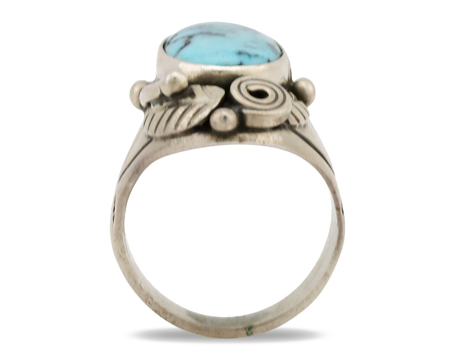 Navajo Ring .925 Silver Natural Blue Turquoise Native American Artist C.1980's