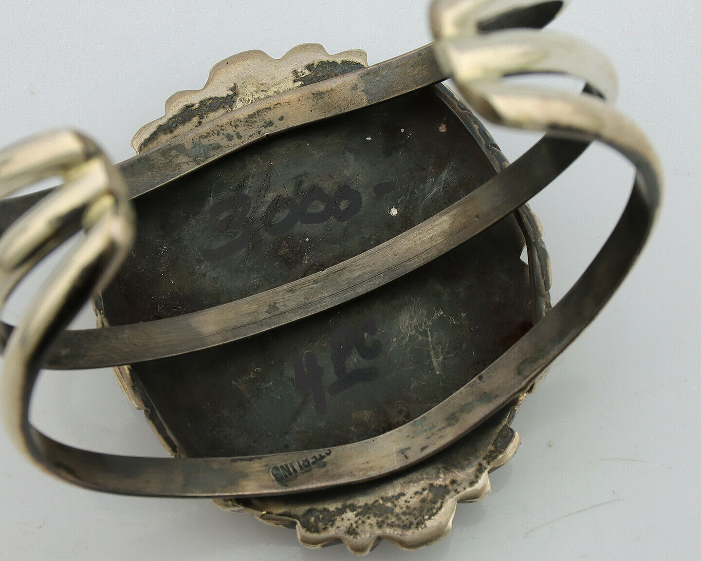 Navajo Bracelet 925 Silver Gem Grade Natural Azurite Native American Artist C80s