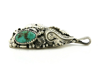 Navajo Pendant .925 Silver Kings Manassas Turquoise Signed Tom Willeto C.80's