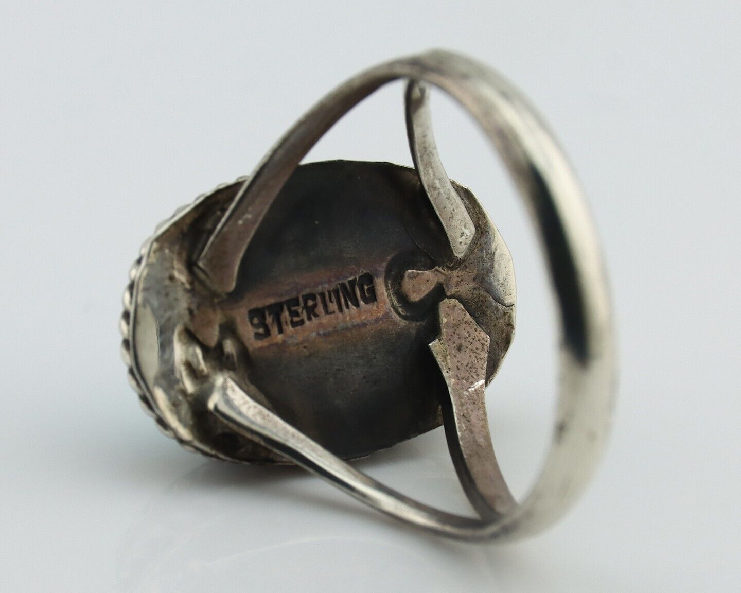 Navajo Handmade Ring 925 Silver Kingman Turquoise Artist Signed MC C.80's