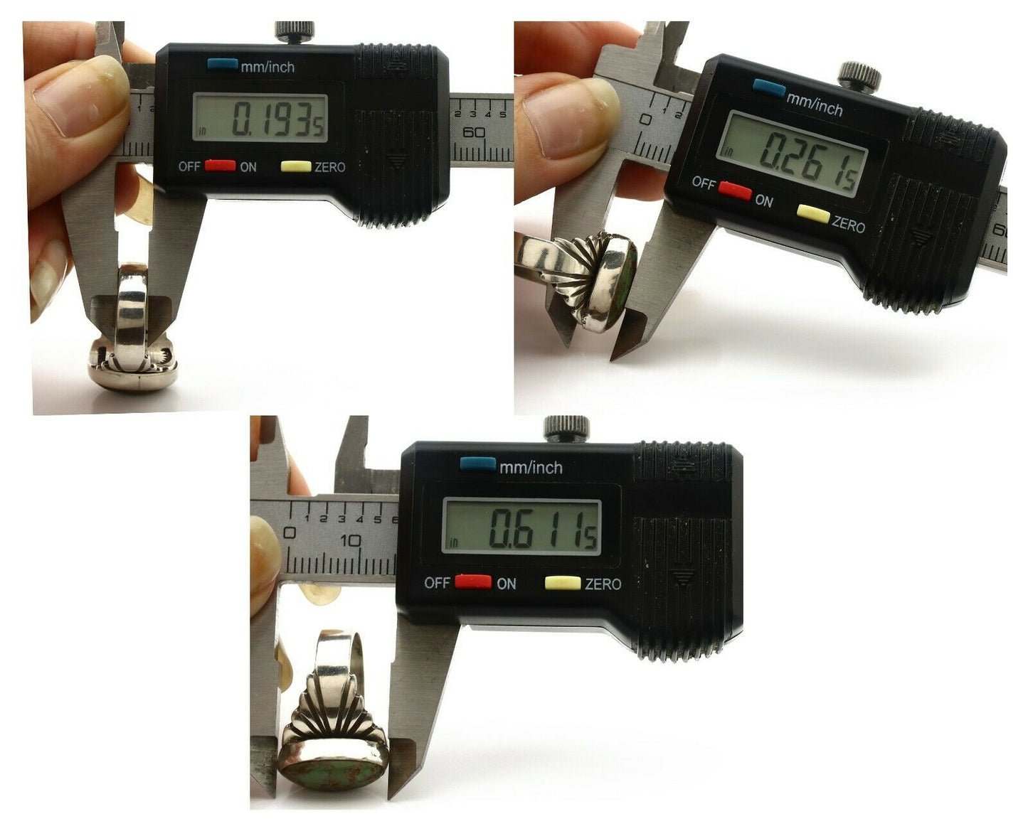 Navajo Ring .925 Silver Green Manassas Turquoise Artist Signed Apache C.80's