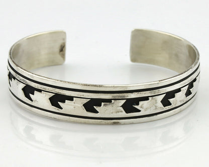 Navajo Bracelet .925 Silver Handmade Overlay Style Signed Tommy Billy Cuff C80s