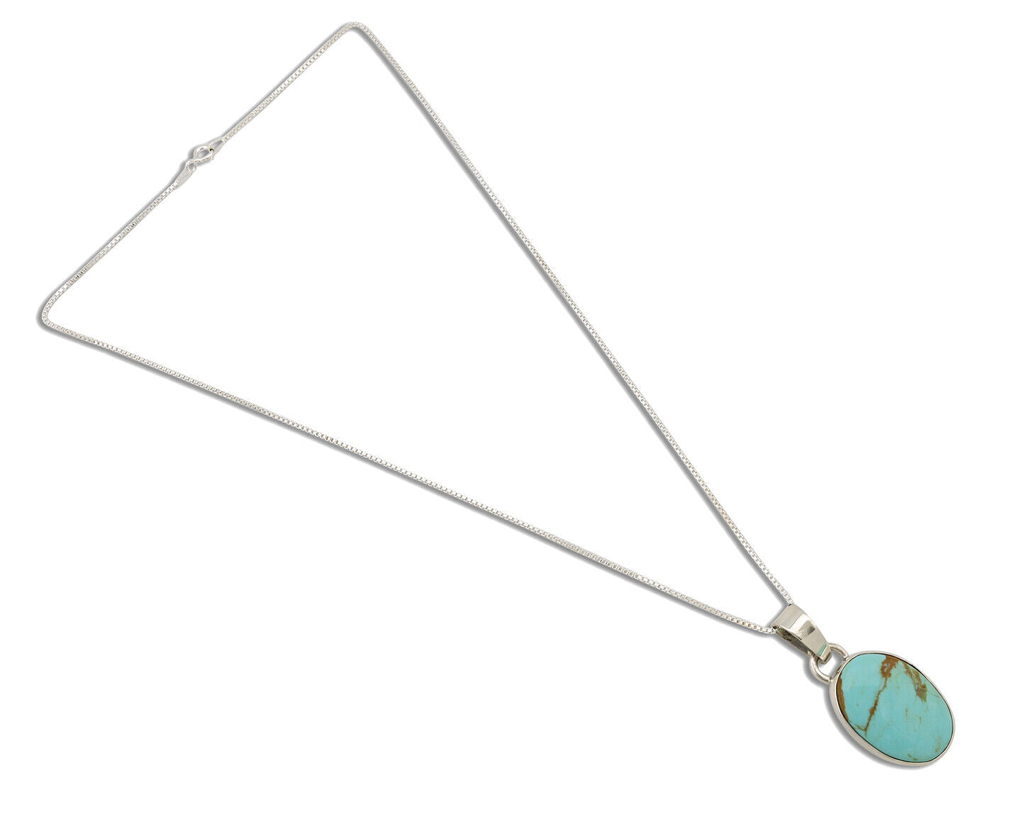 Navajo Necklace .925 Silver Kingman Turquoise Native American Signed C.1980's