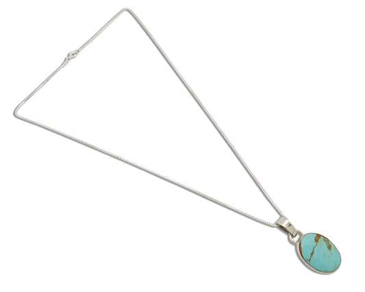 Navajo Necklace .925 Silver Kingman Turquoise Native American Signed C.1980's