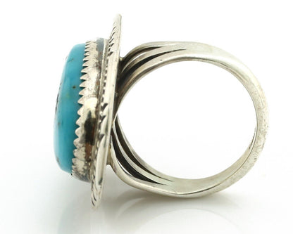 Navajo Ring 925 Silver Natural Blue Turquoise Native American Artist C.80's