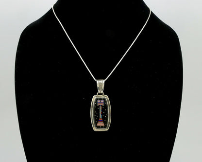 Navajo Handmade Inlaid Kachina Pendant .925 Silver Artist Signed FL C.80's