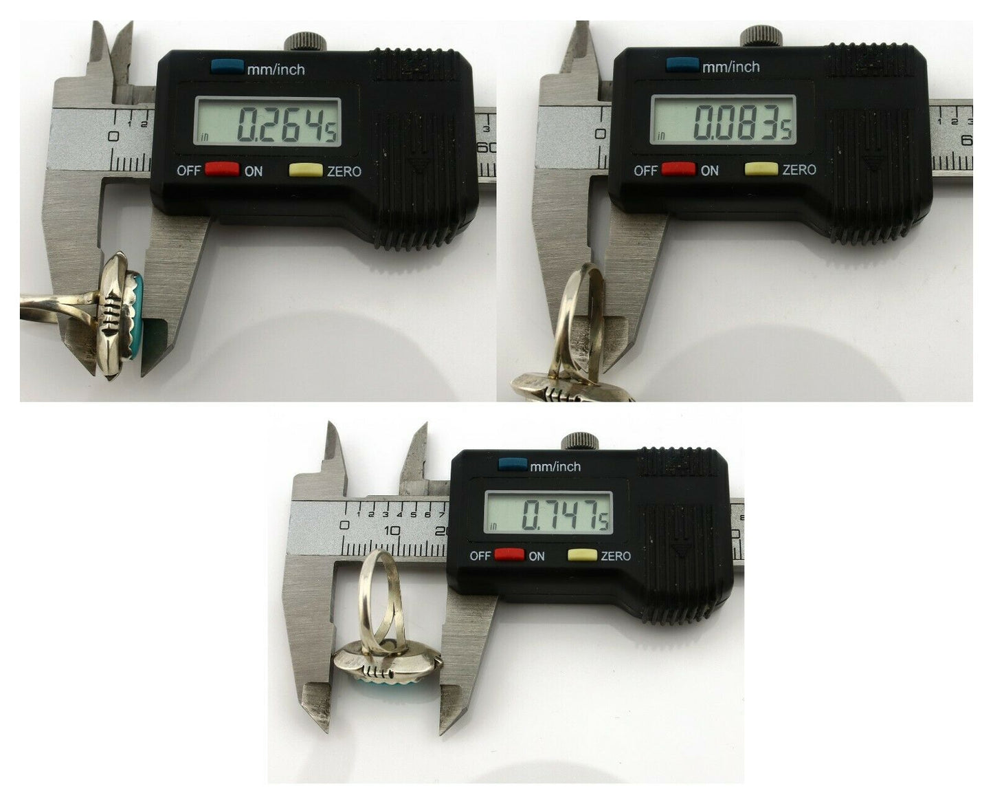 Navajo Ring .925 Silver Kingman Turquoise Handmade Native American Artist C.80's