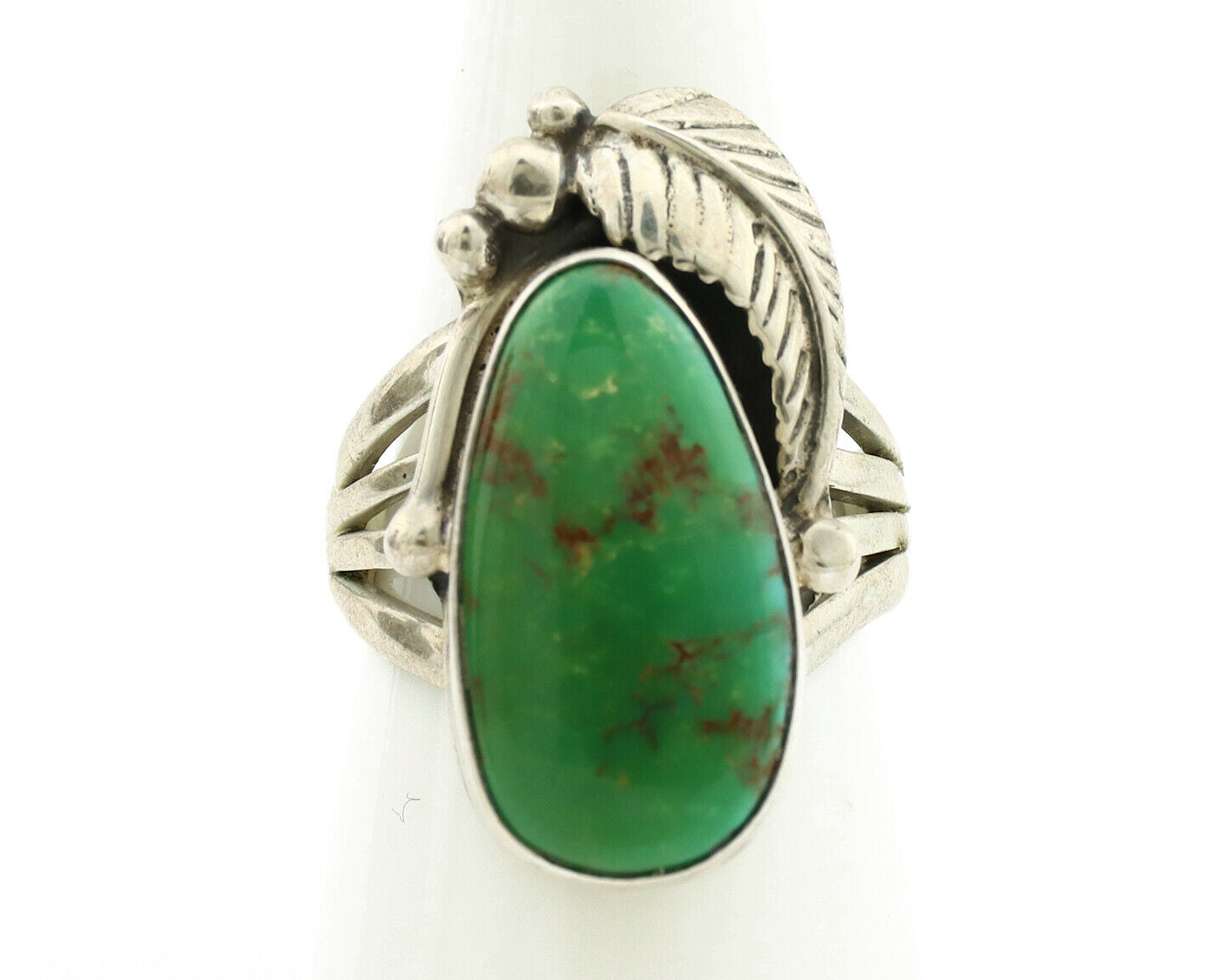 Navajo Ring .925 Silver Kingman Turquoise Native American Artist C.1980's