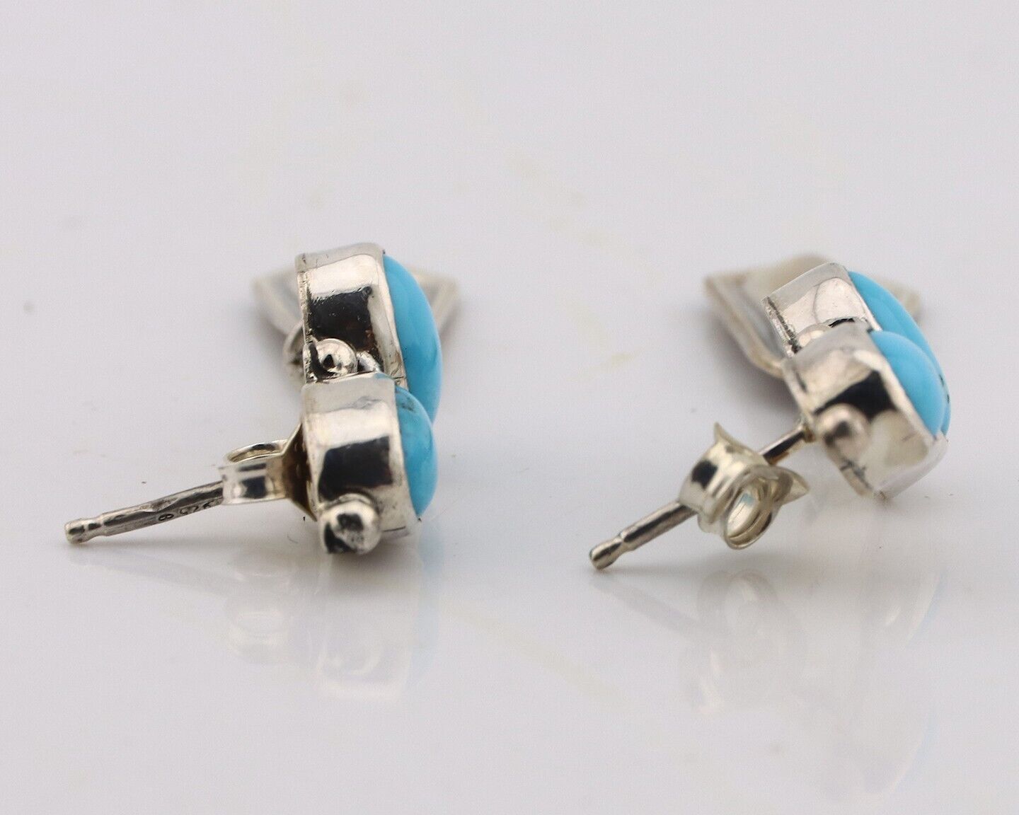Navajo Earrings 925 Silver Natural Blue Turquoise Native American Earrings C80's
