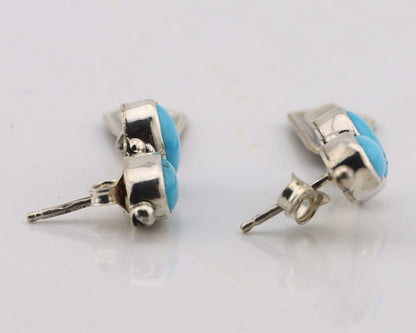 Navajo Earrings 925 Silver Natural Blue Turquoise Native American Earrings C80's