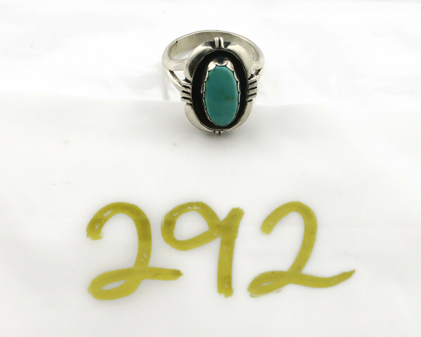 Navajo Ring .925 Silver Kingman Turquoise Handmade Native American Artist C.80's