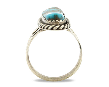 Navajo Ring .925 Silver Kingman Turquoise Artist Signed Gecko C.90's