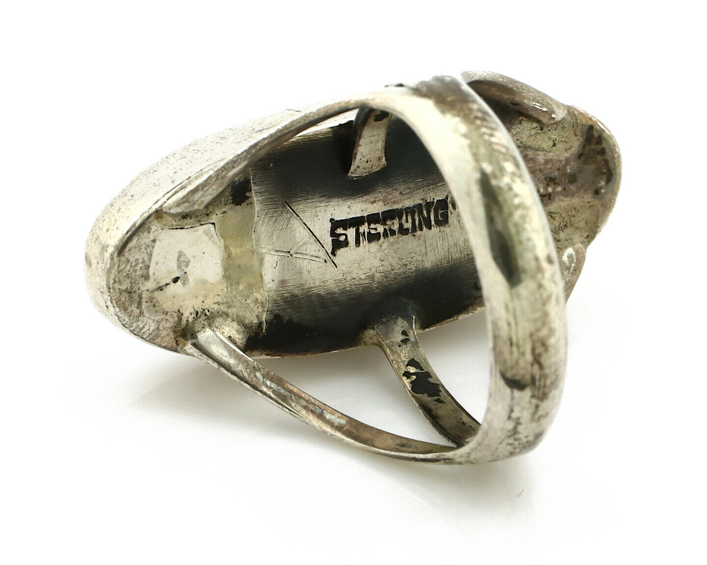 Navajo Ring .925 Silver Nevada Turquoise Native American Artist C.80's