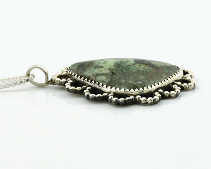 Navajo Necklace .925 Silver Variscite Signed JR C.1980's
