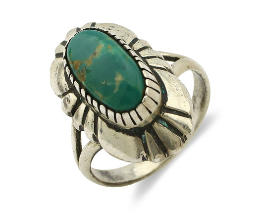 Navajo Ring .925 Silver Green Turquoise Artist Signed M Montoya C.80's