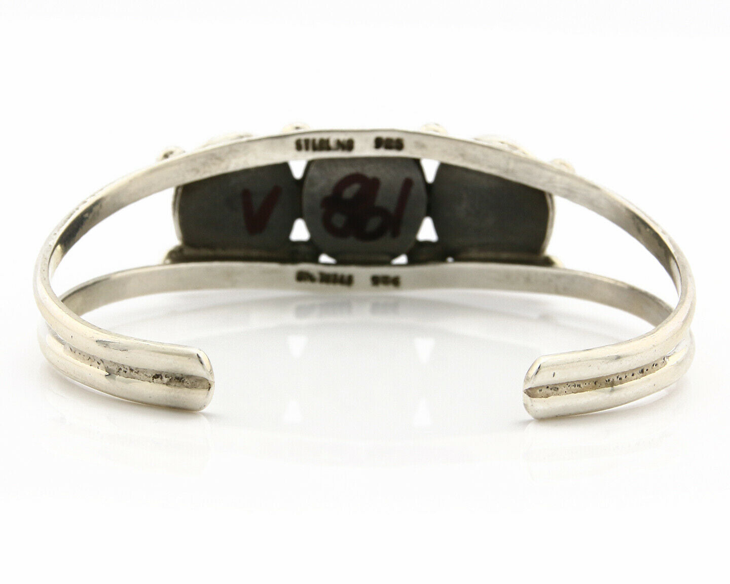 Navajo Bracelet .925 Silver Natural Mother of Pearl Handmade Native Artist C80's