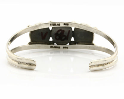Navajo Bracelet .925 Silver Natural Mother of Pearl Handmade Native Artist C80's
