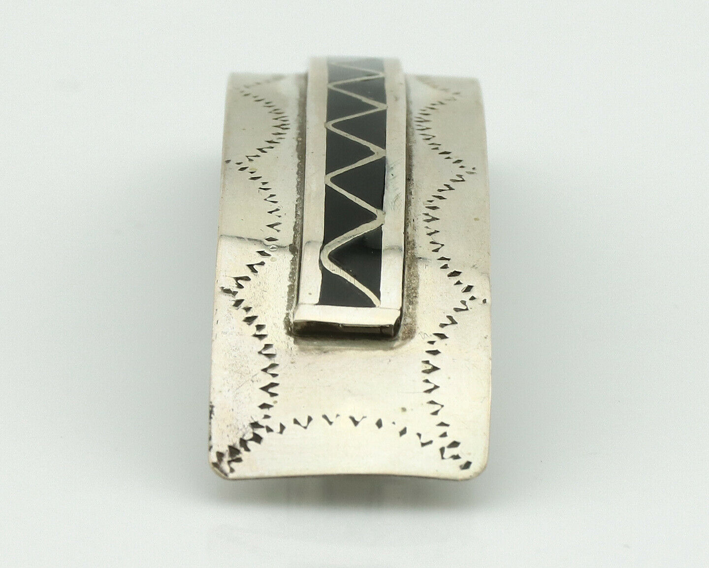 Women's Navajo Hair Clip .925 Silver Inlaid Black Onyx Native American Artist