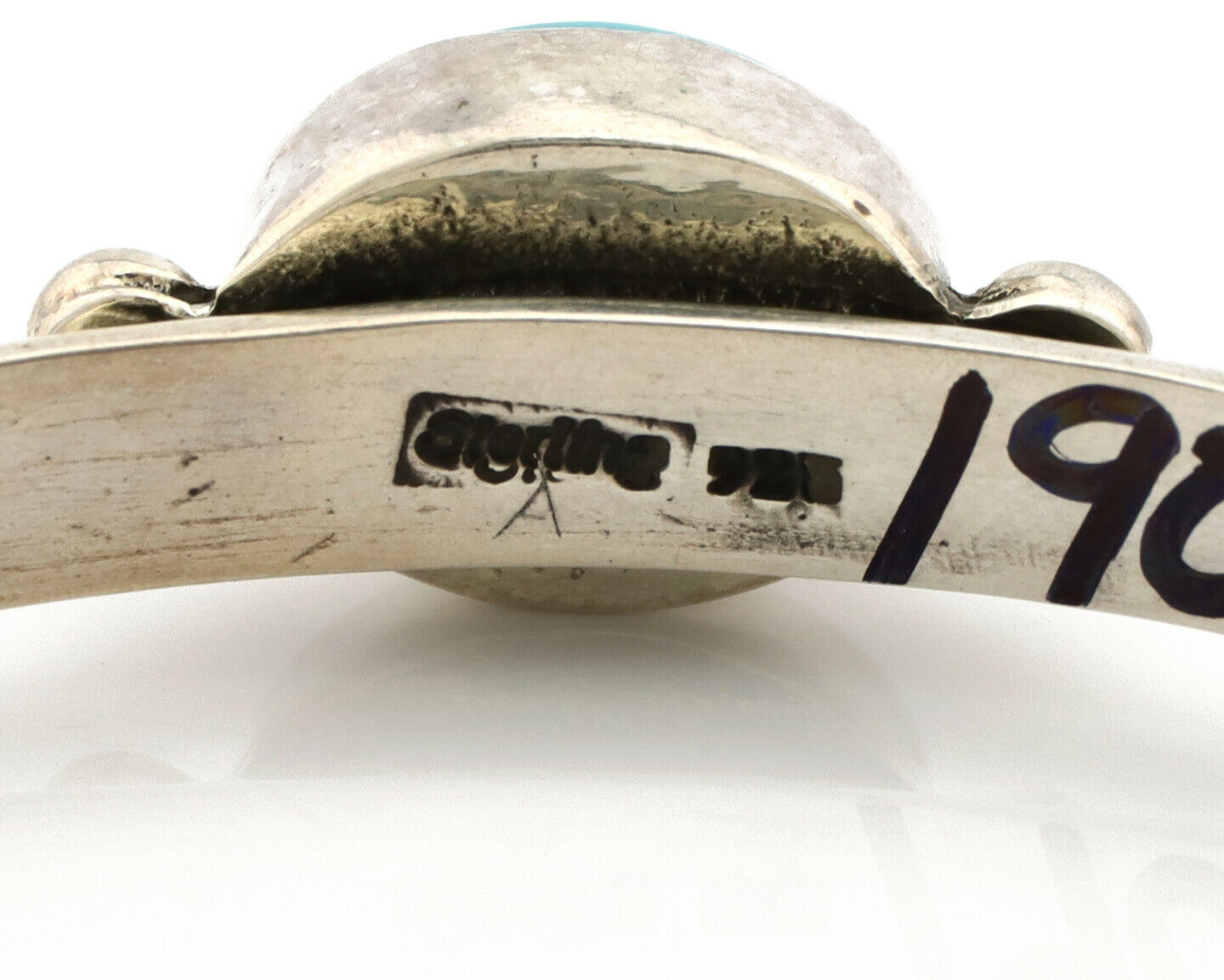 Navajo Bracelet .925 Silver Morenci Turquoise Native American Artist C.80's