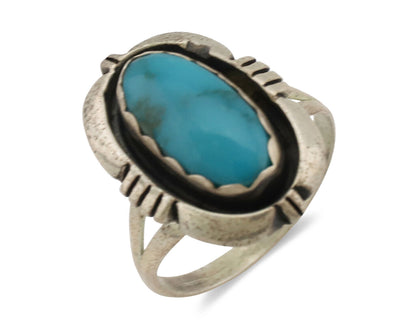 Navajo Ring .925 Silver Turquoise Native American Artist C.1980's