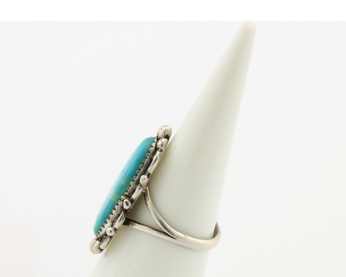 Navajo Ring .925 Silver Blue Gem Turquoise Artist Signed Billy Eagle C.80's