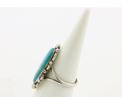 Navajo Ring .925 Silver Blue Gem Turquoise Artist Signed Billy Eagle C.80's