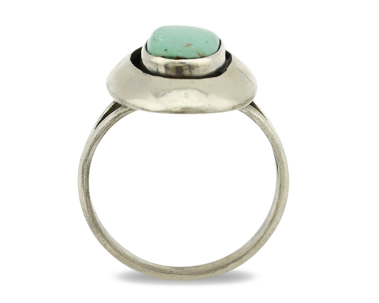 Navajo Shadow Box Ring .925 Silver Blue Turquoise Signed M Montoya C80s