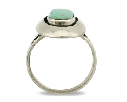 Navajo Shadow Box Ring .925 Silver Blue Turquoise Signed M Montoya C80s