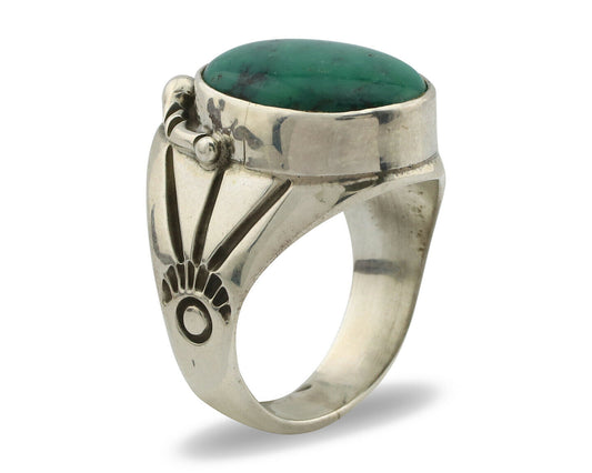 Navajo Ring .925 Silver Crescent Valley Turquoise Native Artist C.80's